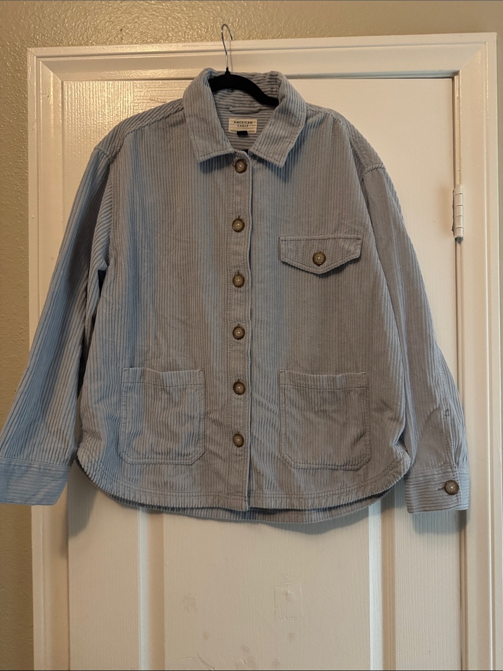 American Eagle Outfitters Light Blue Corduroy Button Jacket